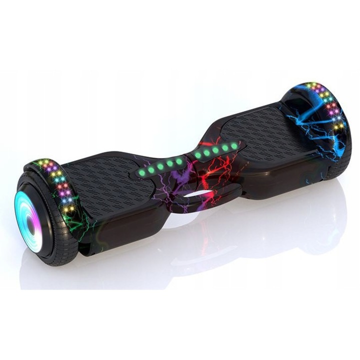 Hoverboard elektromos, Gordon, 6,5 hüvelyk, nagy kerekek, bluetooth, fekete, 58x18x18cm