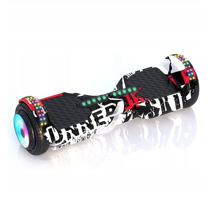 Elektromos hoverboard, Gordon, 6,5 hüvelyk, Lila Csillagos Ég szín, Bluetooth, 13 km/h, komplett szett