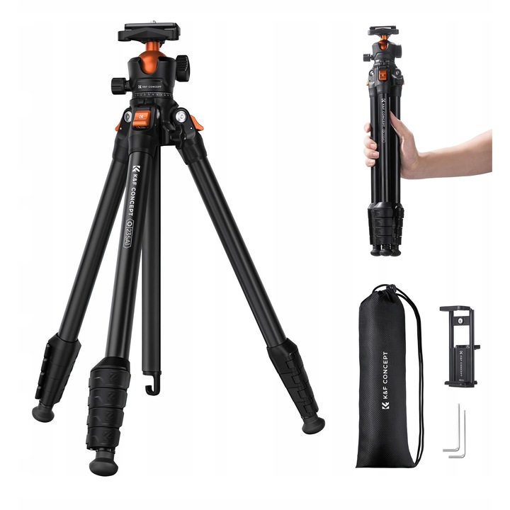 Trepied K&F Concept O235A1, cu cap de bila BH-40, 10 kg, 48x175cm, 2 in 1 (telefon si tableta)