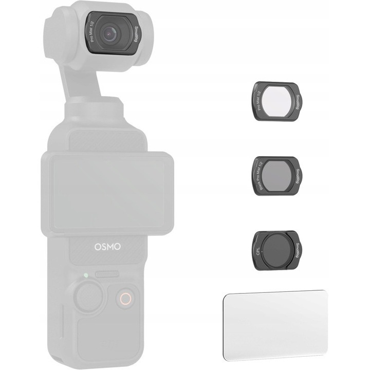 Set filtre SmallRig 4775 pentru DJI Osmo Pocket 3, 1/2 Black Mist, 1/2 White Soft, CPL, cu protectie ecran
