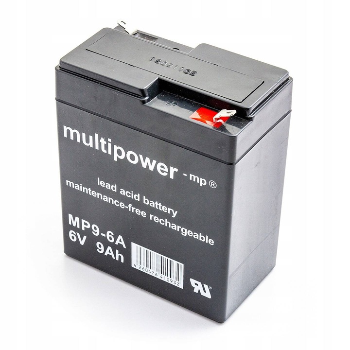 Akkumulátor 6V 9Ah AGM Multipower, méretei 98,5x56x118mm, karbantartásmentes