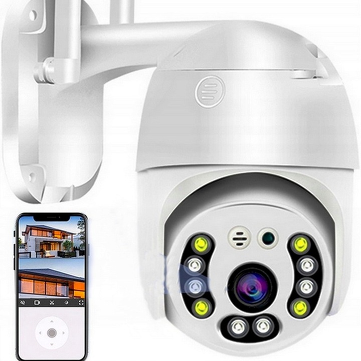Camera de supraveghere rotativa Wi-Fi, 4x zoom, rezolutie Full HD, senzor de miscare, impermeabila, 1080P