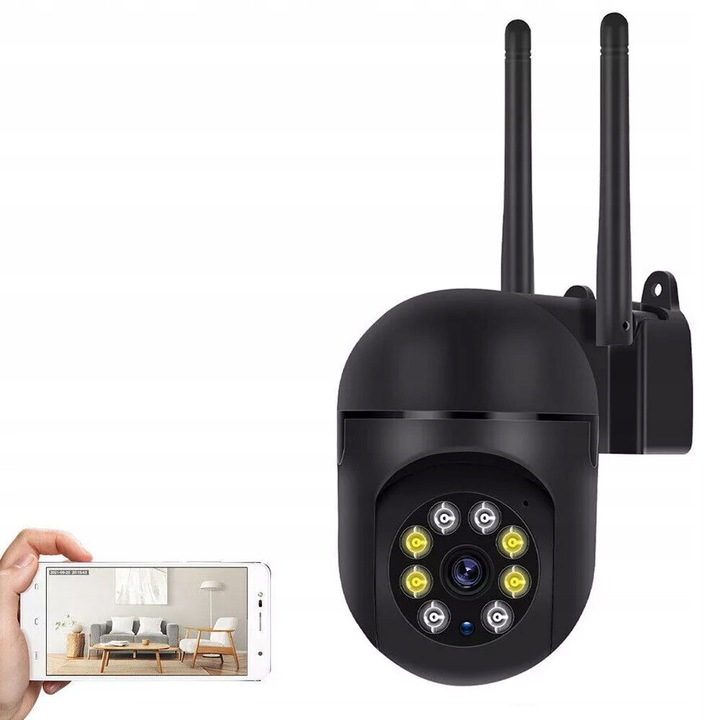 Camera de supraveghere HD Wi-Fi, 1080P, rotire 355°/90°, nocturna, set complet