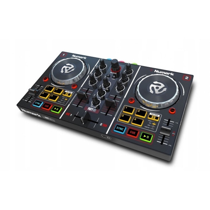 Kontroler DJ Numark Party Mix Live, cu boxe integrate, lumini LED, 325,5x256x66,4mm