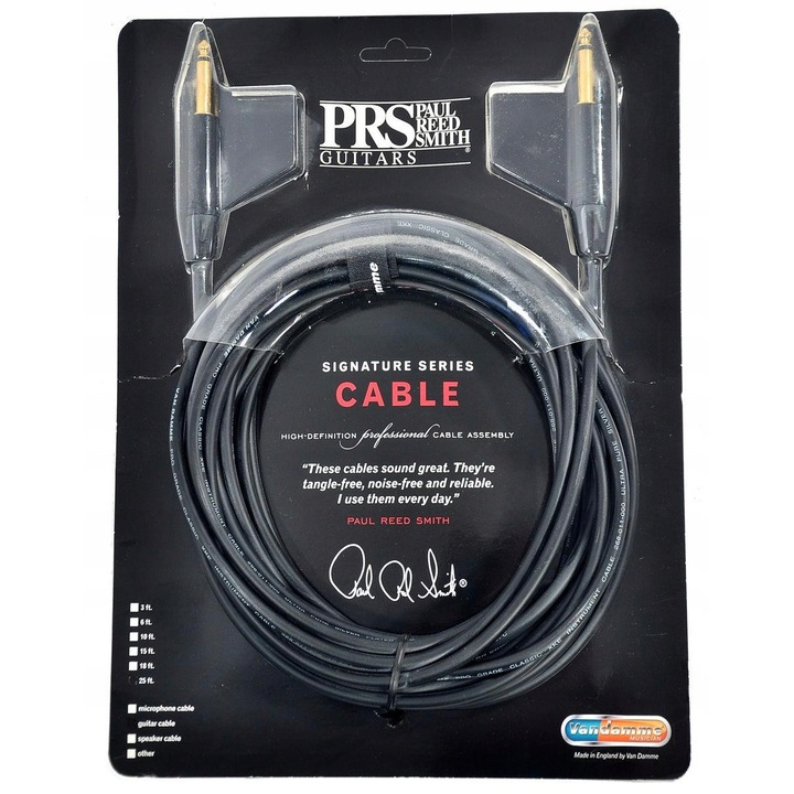 Cablu chitara PRS, 7.6m, negru
