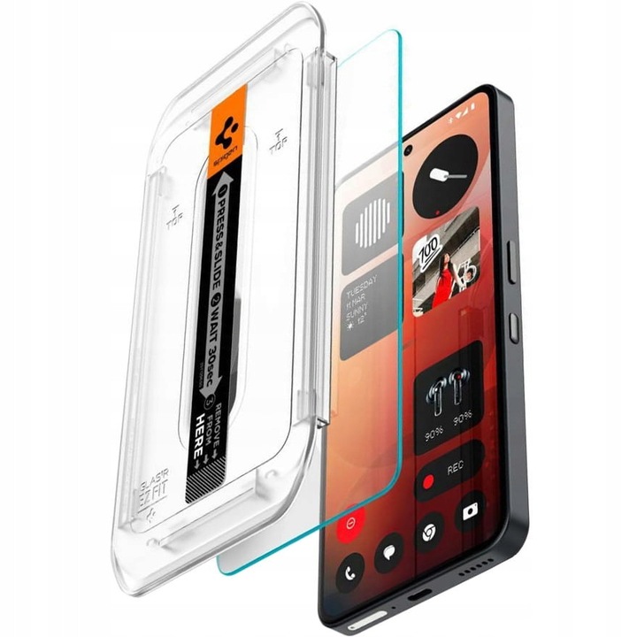 Sticla de protectie ecran Spigen Glas.tR EZ Fit pentru Nothing Phone 3a/3a Pro, 9H, cu aplicator EZ Fit si set de curatare, transparent, 1 x (15,93 x 7,33 cm)