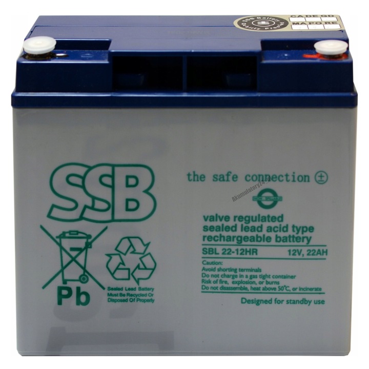SSB SBL 22-12HR 12V 22Ah AGM akkumulátor UPS-hez, 181x77x167mm, 6,4kg