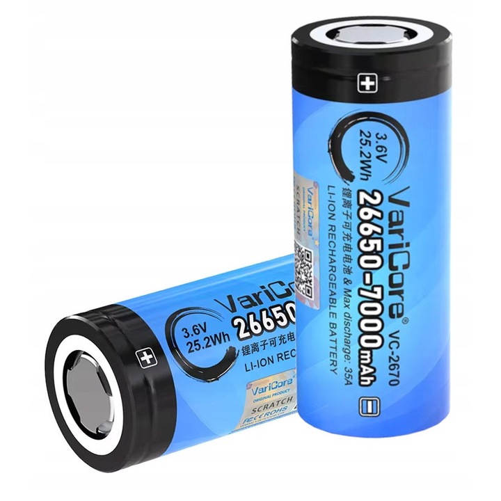 Set 2 acumulatori VariCore VC-2670 26650 Li-ion 3.7V 7000mAh