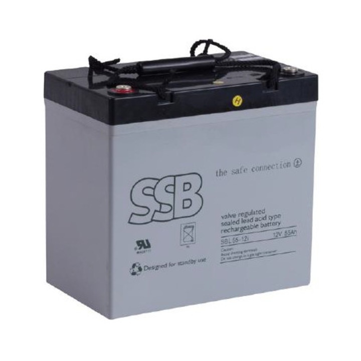 SSB akkumulátor, SBL 55-12i, 12V, 55Ah, VRLA-AGM, 210x138x229mm