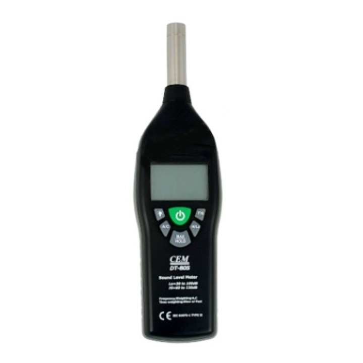 Miernik dB CEM DT-805, digital, 30-100dB, 60-130dB, cu USB, dimensiuni mici