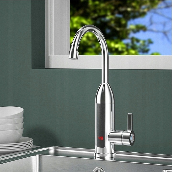 Elektromos vízmelegítő, 3000W, 30-60 fok, króm design, LED kijelzővel, 34x10,5cm