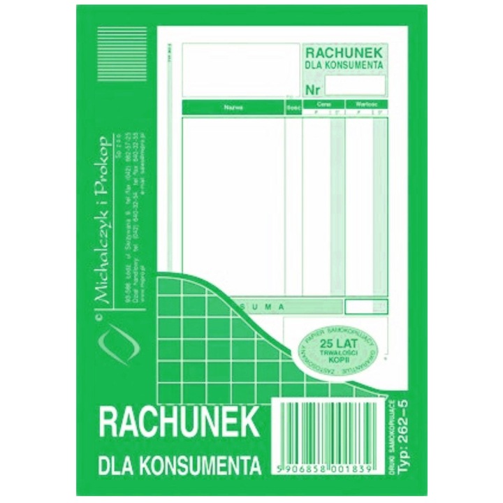 Rachunica önmásoló A6 80 lapos készlet 262-5, Michalczyk i Prokop