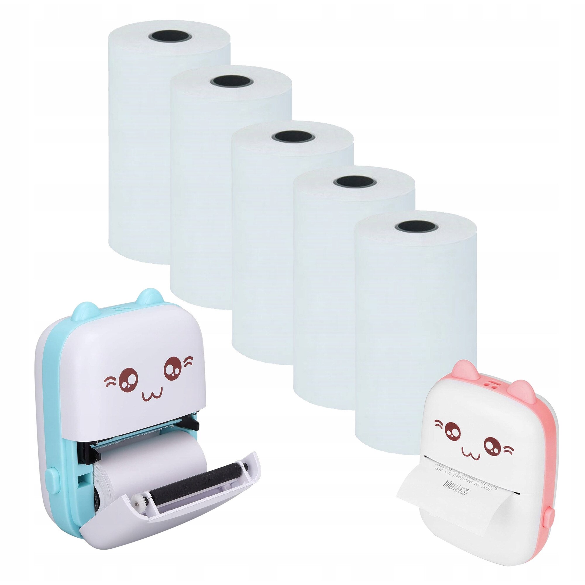 Poza Cu Inprimanta Roz Mini imprimanta termica portabila roz, Bluetooth, 10,5x8x4cm, set cu o ...