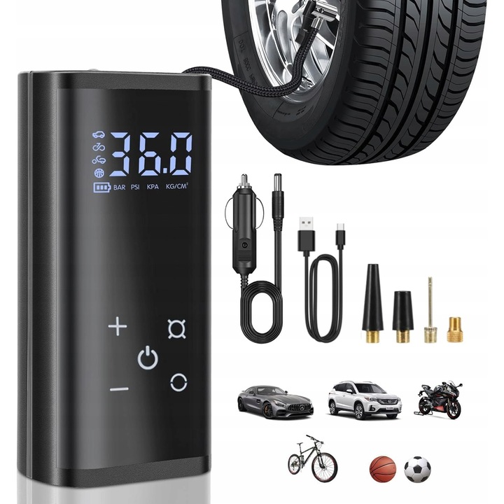 Compresor auto portabil electric pentru masina si bicicleta