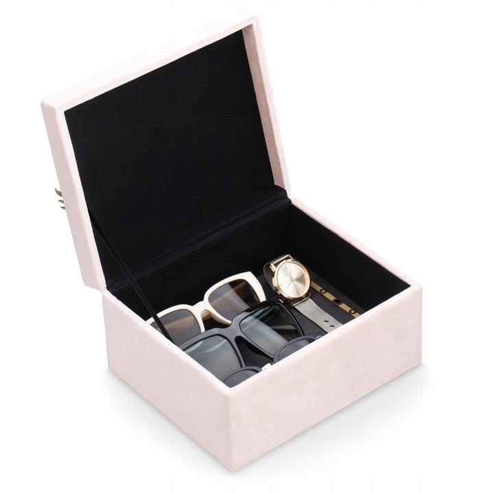 AmeliaHome LASHES ékszerdoboz, rózsaszín, 23x19x12 cm, MDF és szintetikus textil anyag