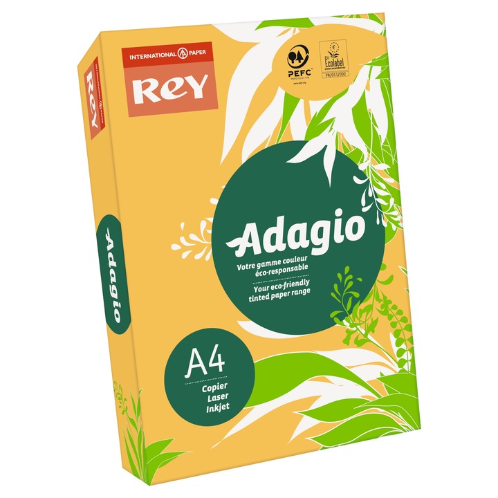 Hartie copiator A4 Rey Adagio 80g/m2 zloty set 500 arcuri