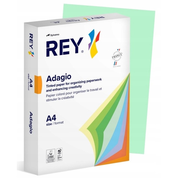 Hartie copiator Rey Adagio A4 80g verde, set 2 x 500 coli