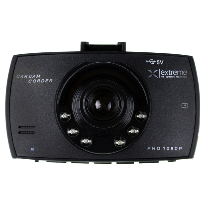 Camera auto DVR Extreme, Full HD 1080p, ecran 2,4", detectie miscare, set cu card microSD