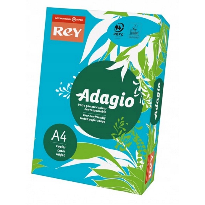 Hartie copiator colorata A4 Rey Adagio 80g/m2, set 500 foi, ciemnoniebieski