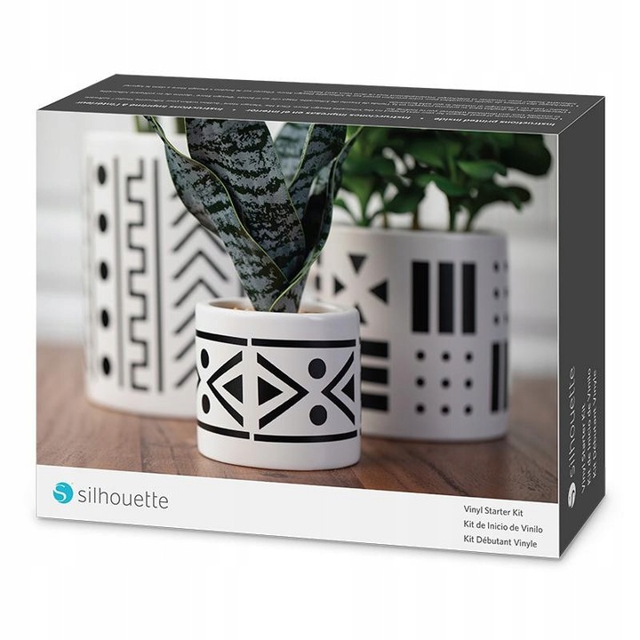 Set autocolante Silhouette KIT-VINYL-2, 4 coli vinil 30x60cm, rolă transfer 30x182cm, cu cârlig și racletă