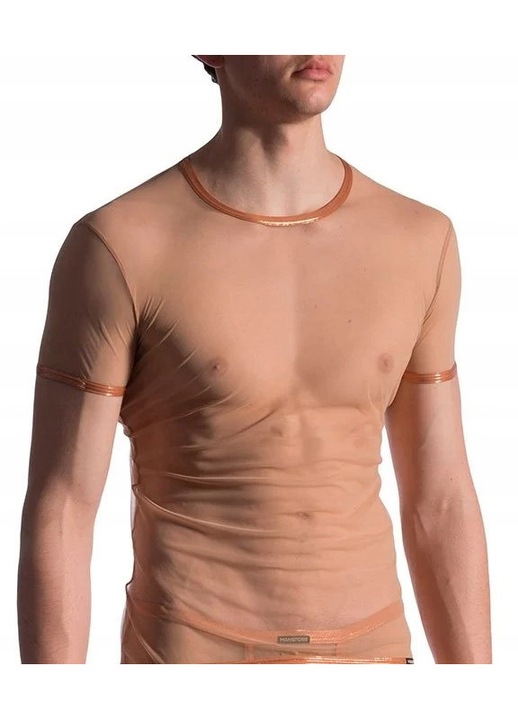 Мъжка тениска Manstore, бежова, мрежа, удобна материя, вталена кройка, M INTL