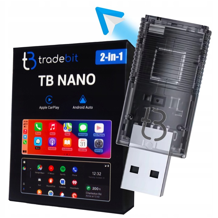 Adapter Mini Wireless Android Auto, Tradebit, transparent, 50x20x7mm, set cu adaptoare USB