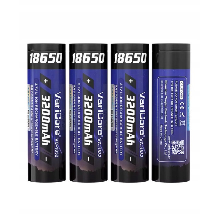 VariCore VC-1832 18650 Li-ion 3.7V 3200mAh akkumulátor készlet, 4 db
