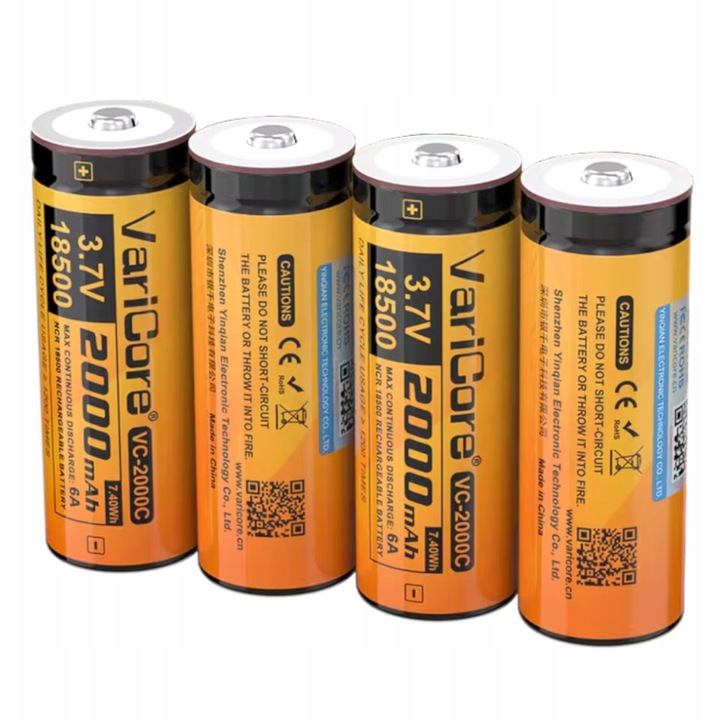 VariCore VC-2000C Plus 18500 Li-ion 3.7V 2000mAh akkumulátor szett, 4 db