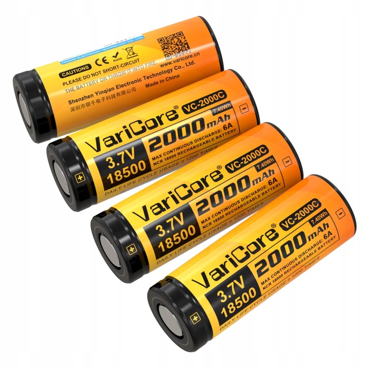 VariCore VC-2000C 18500 Li-ion 3.7V 2000mAh akkumulátor készlet, 4 db