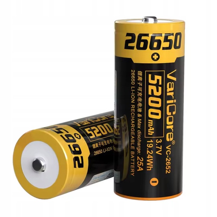 Set 2 acumulatori VariCore VC-2652 Plus 26650 Li-ion 3.7V 5200mAh