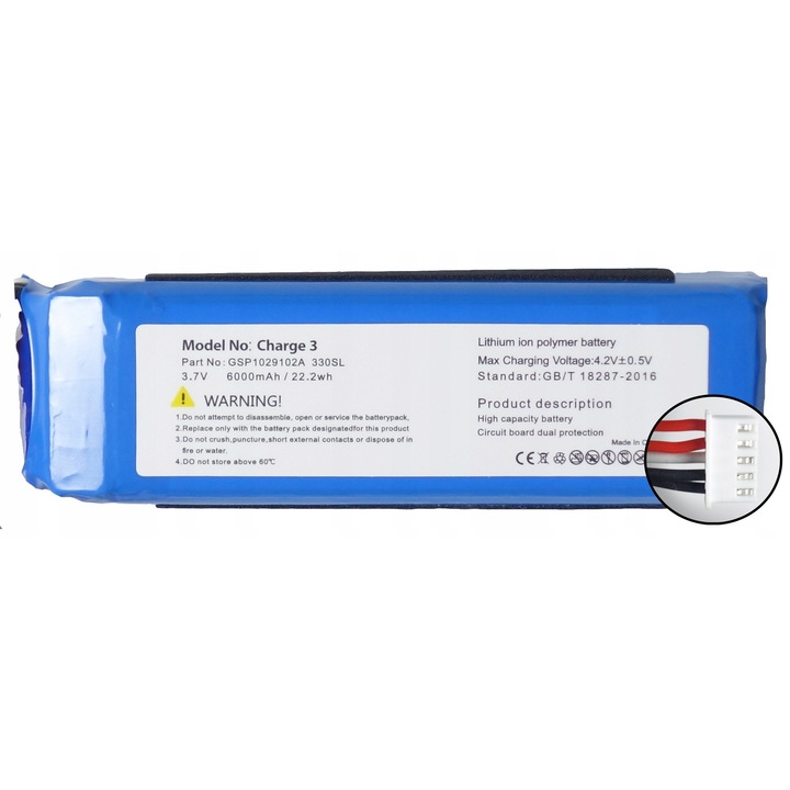 Baterie pentru difuzor JBL CHARGE 3, JML330SL, 6000mAh, 3,7V, Li-ion