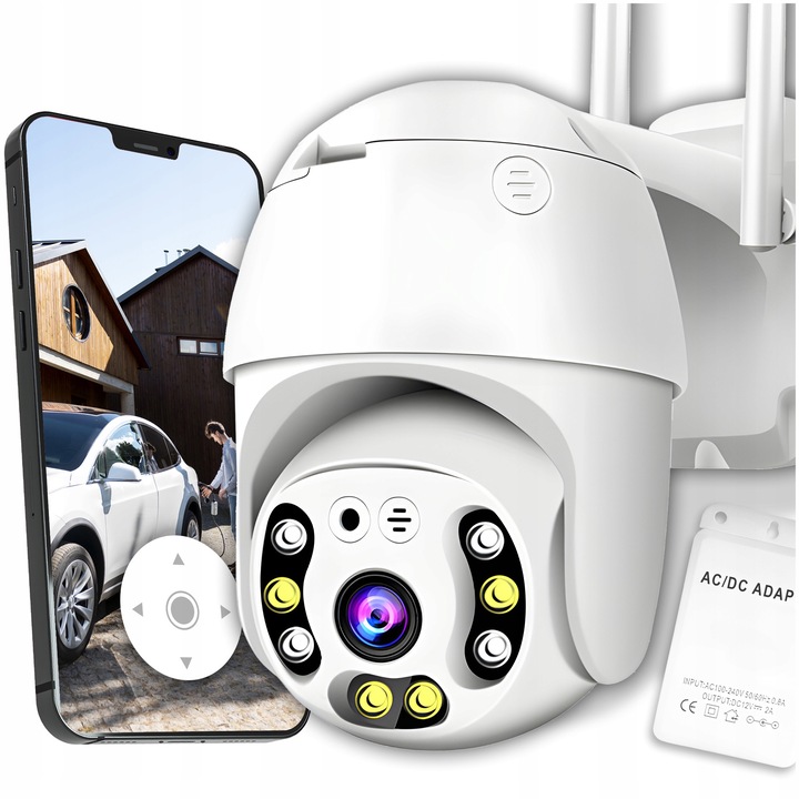 Camera de supraveghere Wi-Fi IP rotativa Full HD 2MP, zoom 4x, detectie miscare, alb