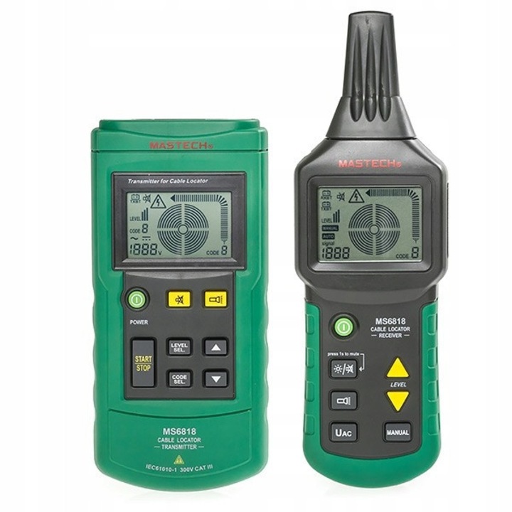 Localizator profesional de cabluri Mastech MS6818, set cu transmitator si receptor, 190x89x42,5mm, 241x78x38,5mm