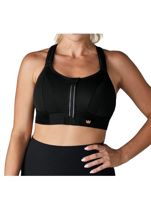 Sutien sport SheFit, negru, suport puternic, reglabil, material elastic