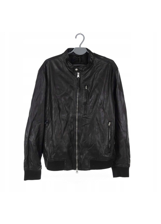 Дамско яке AllSaints черно тип Ramones, овча кожа