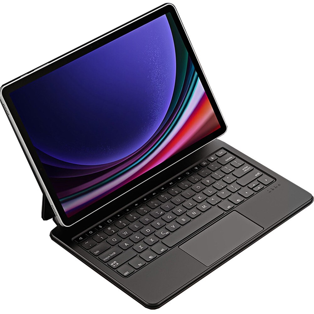 Set etui cu tastatura Dux Ducis Bluetooth 5.2 pentru Samsung Galaxy Tab S9/S8/S7, negru, poliuretan, USB-C