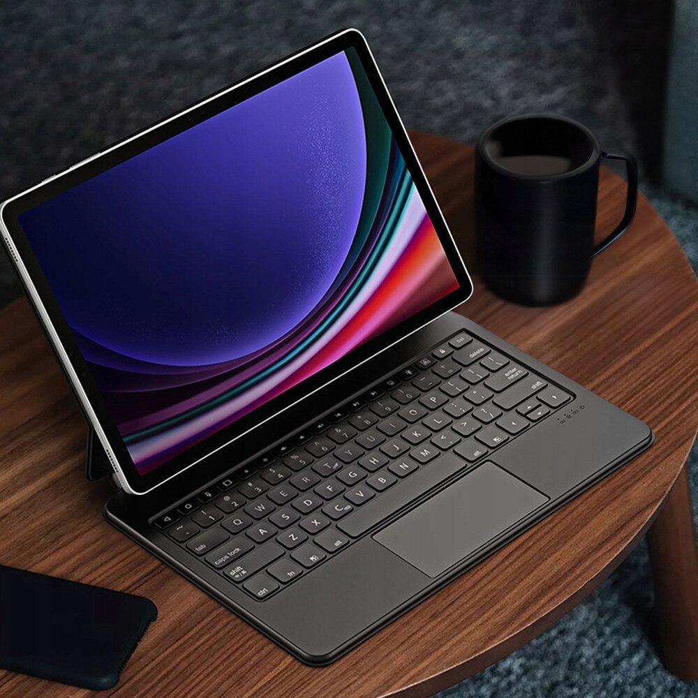 Set etui cu tastatura Dux Ducis Bluetooth 5.2 pentru Samsung Galaxy Tab S9/S8/S7, negru, poliuretan, USB-C
