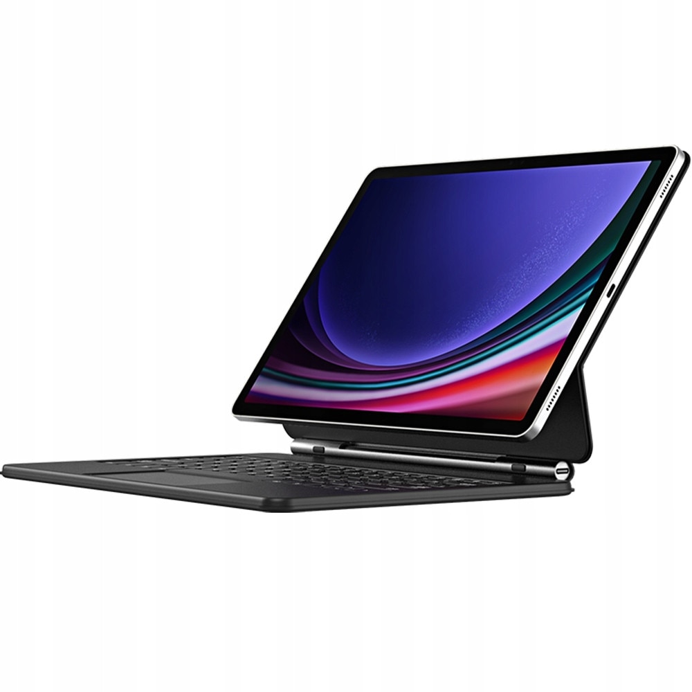Set etui cu tastatura Dux Ducis Bluetooth 5.2 pentru Samsung Galaxy Tab S9/S8/S7, negru, poliuretan, USB-C
