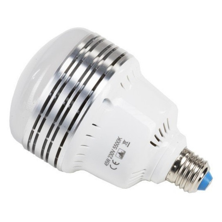 Bec pentru fotografie, LED 45W E27 Quadralite, sistem de racire