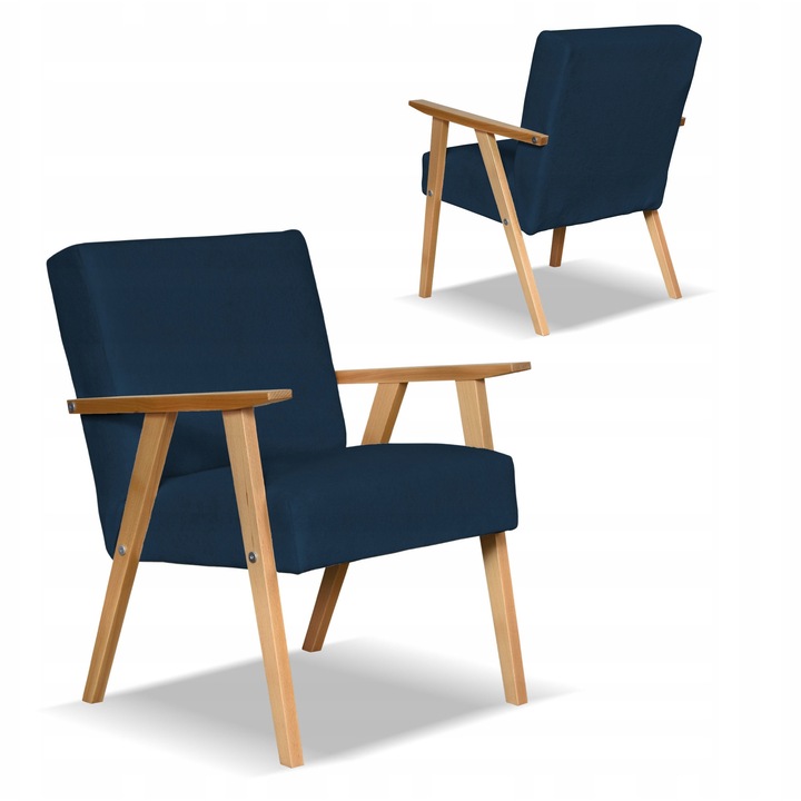 Retró kárpitozott fotel, Family Meble, PRL stílus, Hunter bársony, 82x60x59cm