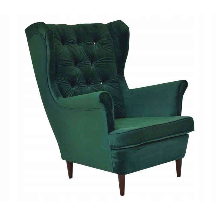 Gaja füles fotel, Family Meble, zöld hordó, 104x84x92cm