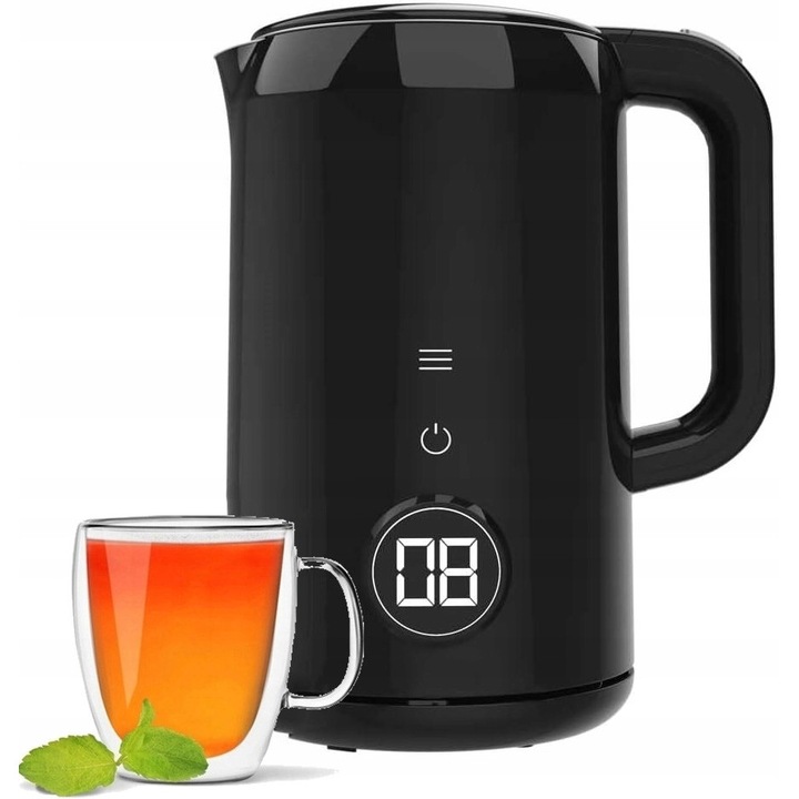 Fierbator electric 1.7L Klausberg, inox 304, negru-roz, putere 1850-2200W, baza rotativa 360°