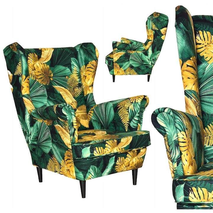 Fotel uszak Family Meble Ari Print, zöld, 104x84cm, szett