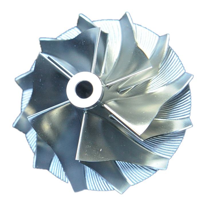 KTS kompresszorkerék GT15-25 turbófeltöltőhöz, 38.62x52.19mm, CNC megmunkált alumíniumból