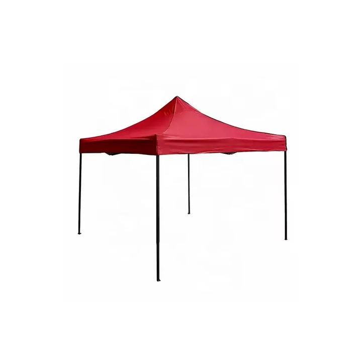 Cort Pavilion Pliabil 3x3 m, Prelata Impermeabila, Structura Metalica Rezistenta, Montaj Rapid, Usor de Depozitat, Ideal pentru Curte, Gradina si Evenimente, Rosu