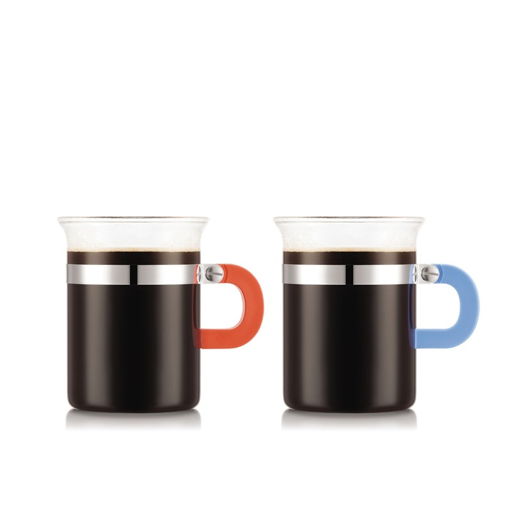 Set pahare Bodum MoMA Chambord 0,3L, rosu si albastru