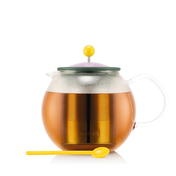 Bodum MoMA Assam teáskanna 1L, zöld, hőálló üveg, inox