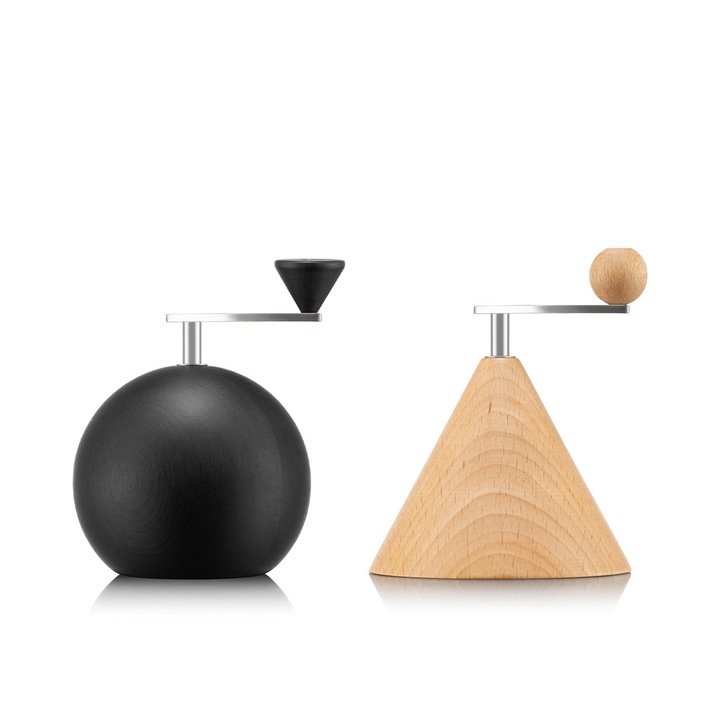 Set rasnite pentru sare si piper, Nissen, MoMA, lemn de fag, negru, 2 bucati