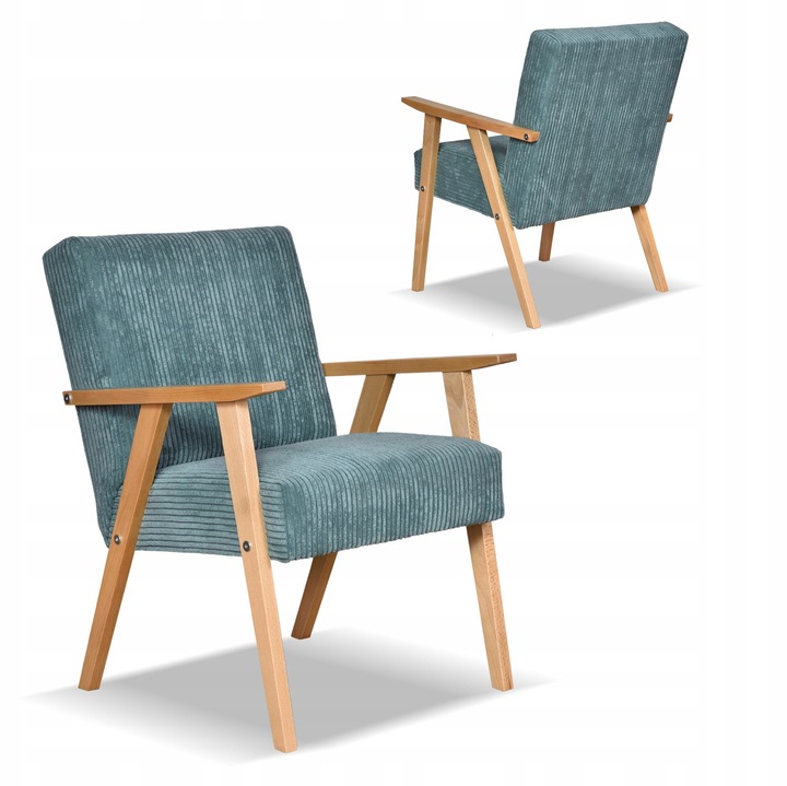 Family Meble retro kárpitozott fotel, Anafi szerkezet, 82x60x59cm, menta színű, szerelőkészlet mellékelve