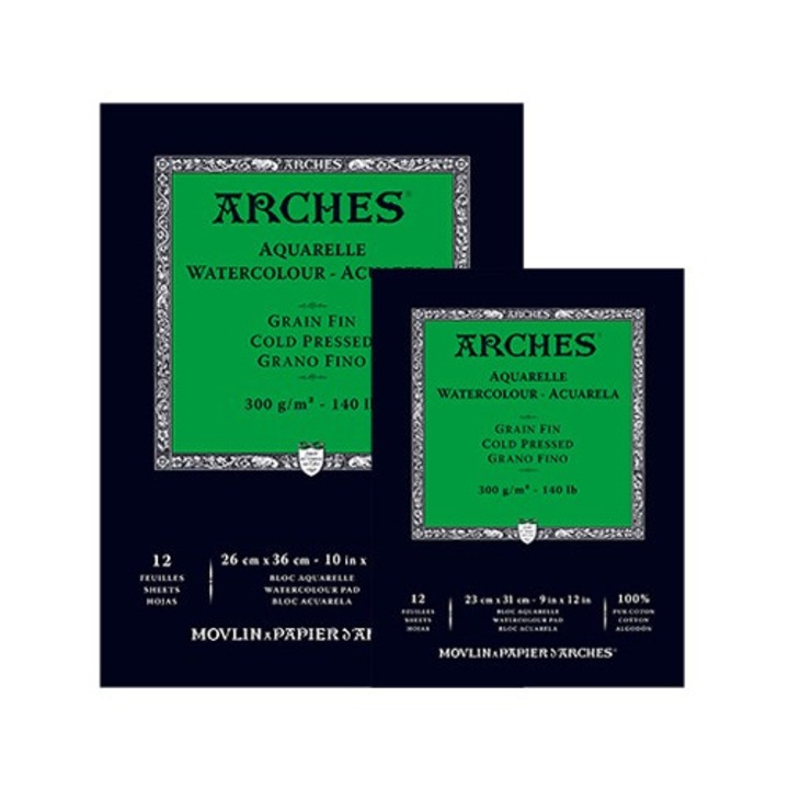 Arches A3 akvarelltömb, 300g, 12 lap, finom textúra, 29,7x42cm